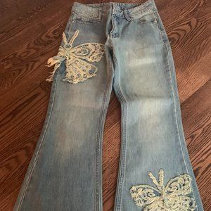 BDG butterfly blue baggy jeans with flared leg (size 24 womens) Brand new
